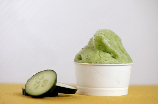Prove gelado de pepino na Gelato Ricco