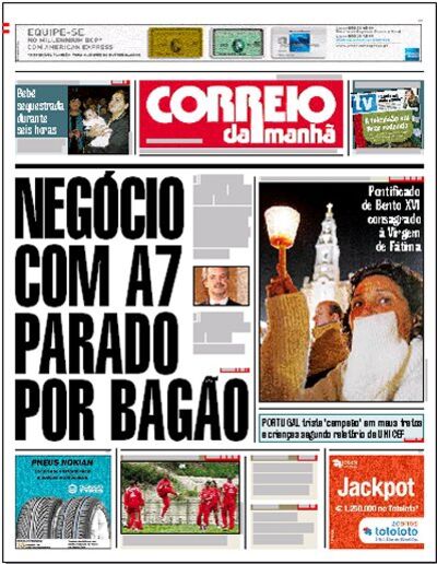 Capa de sexta-feira, 13 de maio de 2005