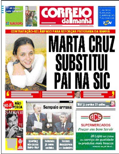 Capa de sábado, 26 de abril de 2003