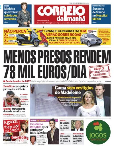 Capa de terça-feira, 05 de agosto de 2008