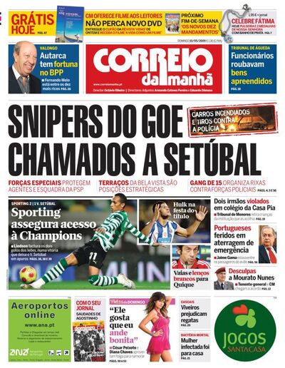 Capa de domingo, 10 de maio de 2009