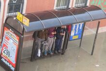 Chuva provoca caos na Baixa de Lisboa