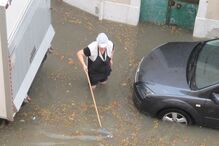 Chuva provoca caos na Baixa de Lisboa