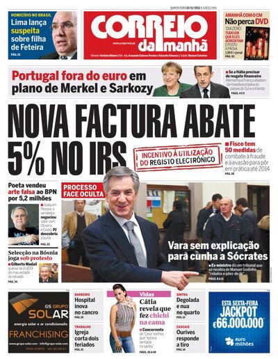 Capa de quinta-feira, 10 de novembro de 2011