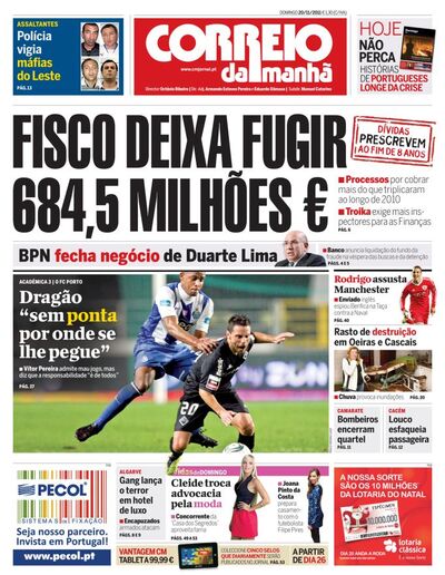 Capa de domingo, 20 de novembro de 2011