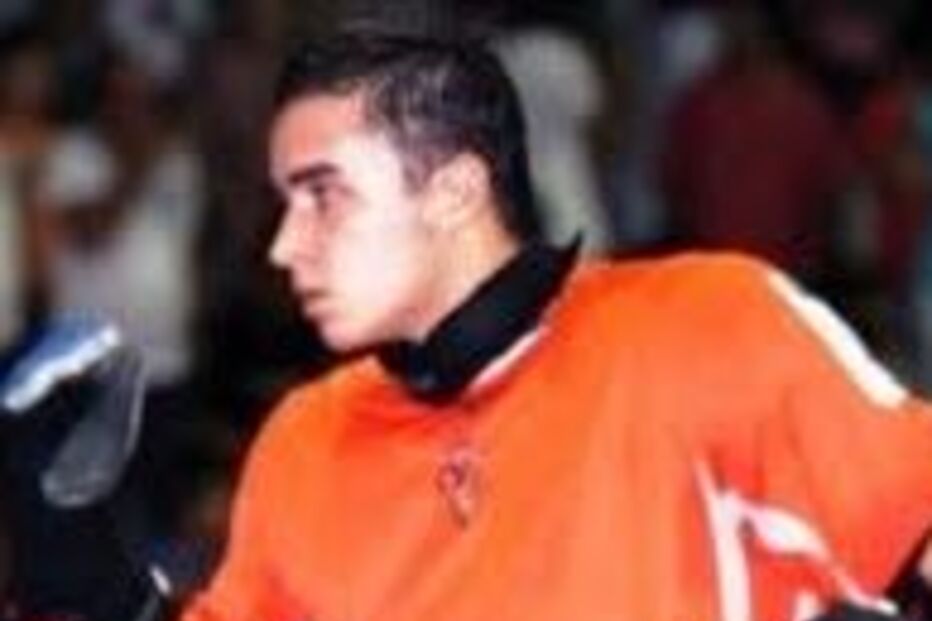 assaltado, guarda-redes, hóquei patins, esfaqueado