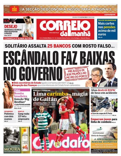 Capa de segunda-feira, 22 de abril de 2013