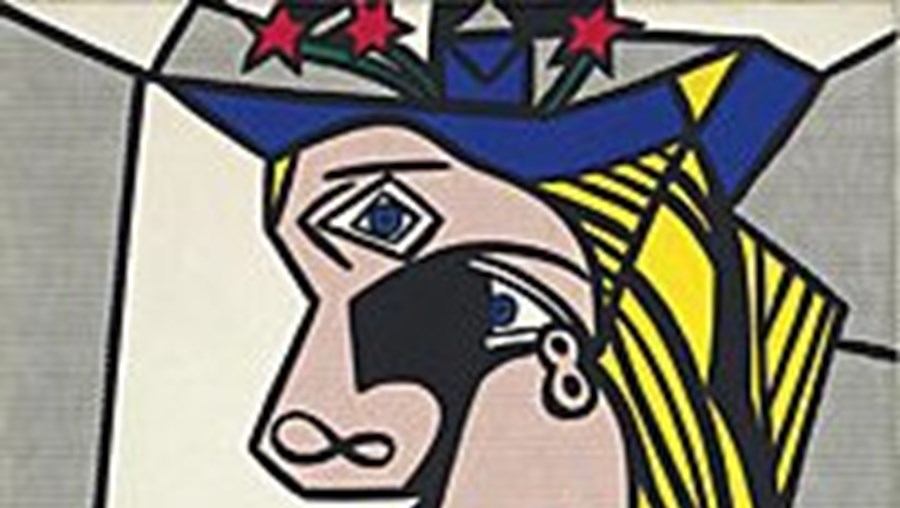 ‘Mulher com chapéu de sol e flores’, uma interpretação de Roy Lichtenstein do retrato cubista de Pablo Picasso