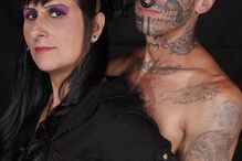 musquito, esposa, eyeball tatto, prisão, eua, marcador, tatuagem, preto, vermelho, azul, injeção