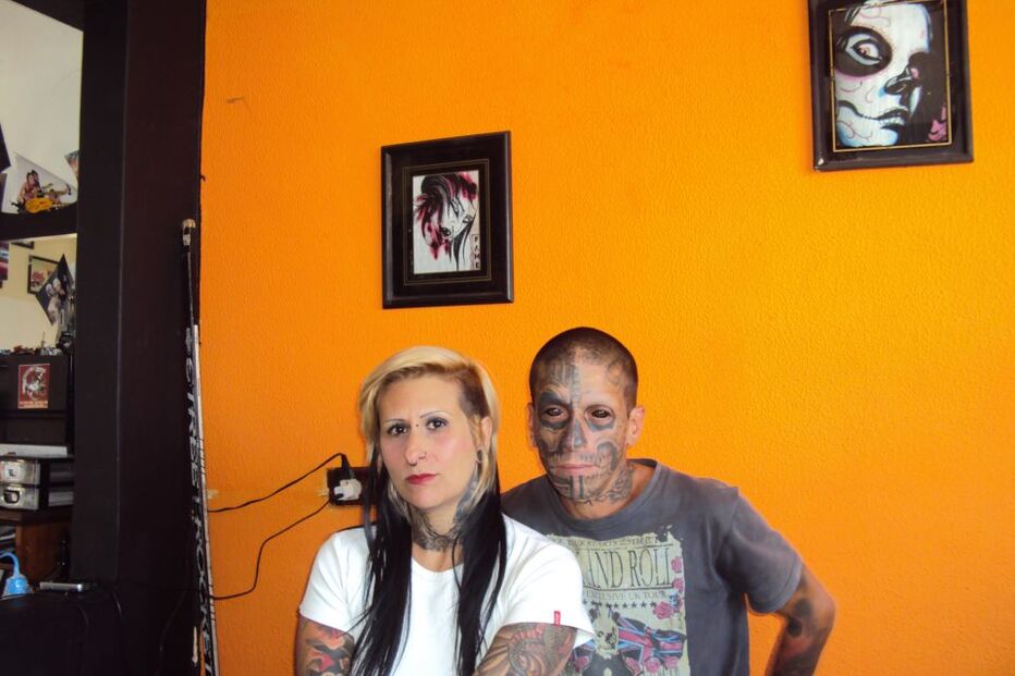 musquito, esposa, eyeball tatto, prisão, eua, marcador, tatuagem, preto, vermelho, azul, injeção