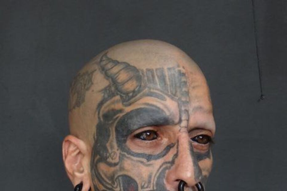 musquito, esposa, eyeball tatto, prisão, eua, marcador, tatuagem, preto, vermelho, azul, injeção