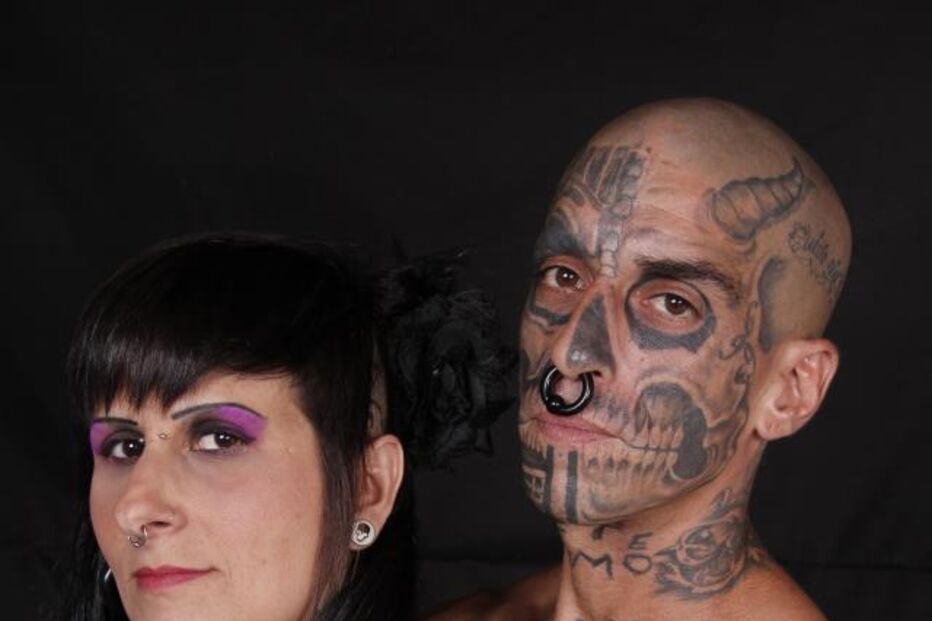 musquito, esposa, eyeball tatto, prisão, eua, marcador, tatuagem, preto, vermelho, azul, injeção