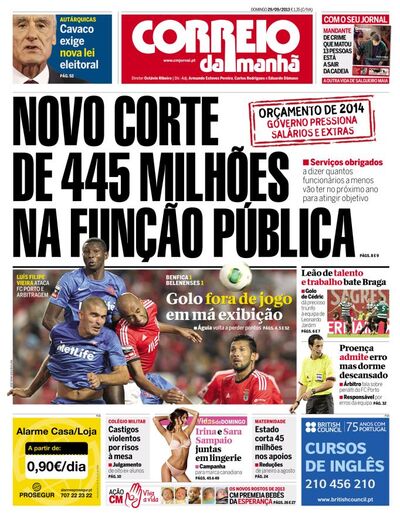 Capa de domingo, 29 de setembro de 2013