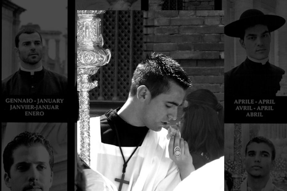 padres, calendário, fotógrafo, Piero Pazzi, Roma, Vaticano, Calendário Romano