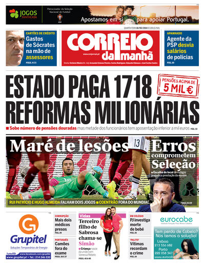 Capa de quarta-feira, 18 de junho de 2014