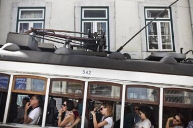 turistas, Lisboa, ar, terra, Tejo, 