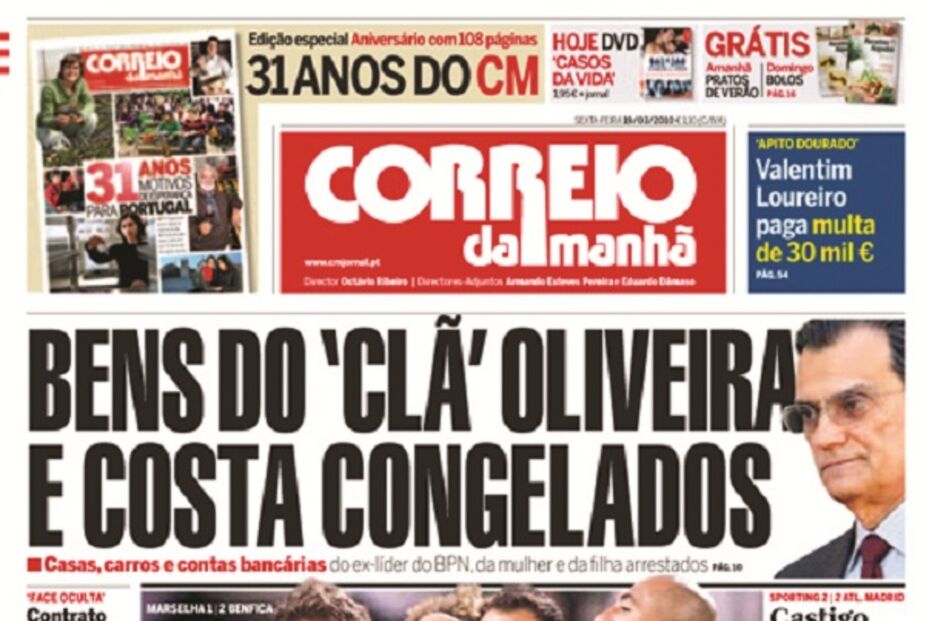 capa, correio da manhã, aniversário