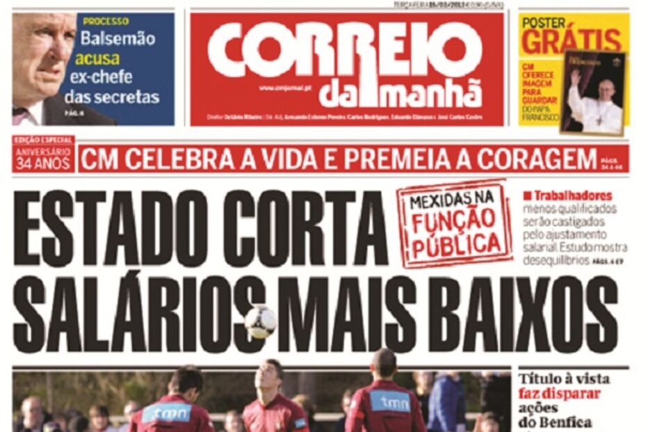 capa, correio da manhã, aniversário