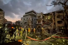 Edifícios destruídos em Israel após ataque do Irão.
