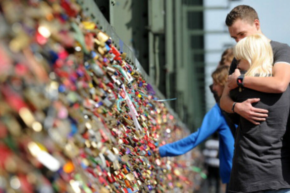 Casal, ponte, Hohenzollernbrucke, Colónia, Alemanha