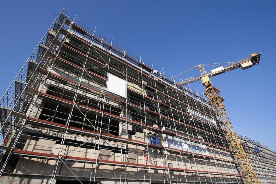 Andaime, trabalhadores, andaime, 