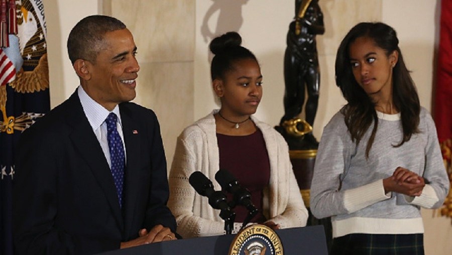 Presidente norte-americano com as filhas Sasha e Malia Obama