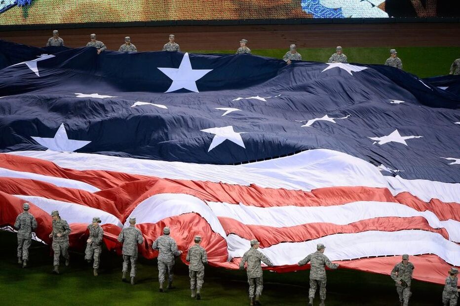 militares, bandeira, EUA, jogo, estádio, Futebol Americano 
