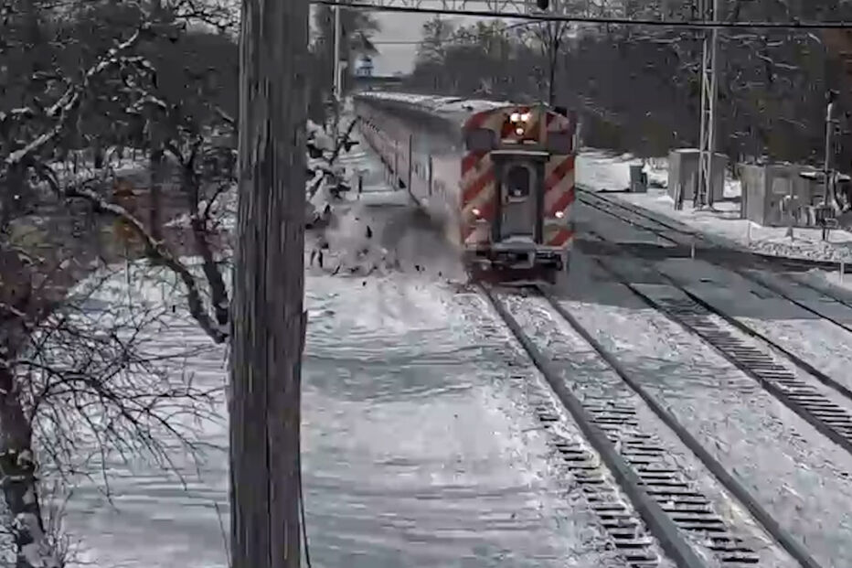 Carro aproxima-se de linha de comboio e acaba abalroado nos EUA 