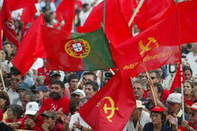 militantes, bandeiras, Partido Comunista, Atalaia, PCP