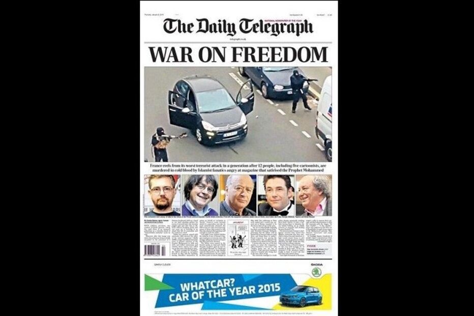 primeira página, jornal, massacre, paris, charlie hebdo