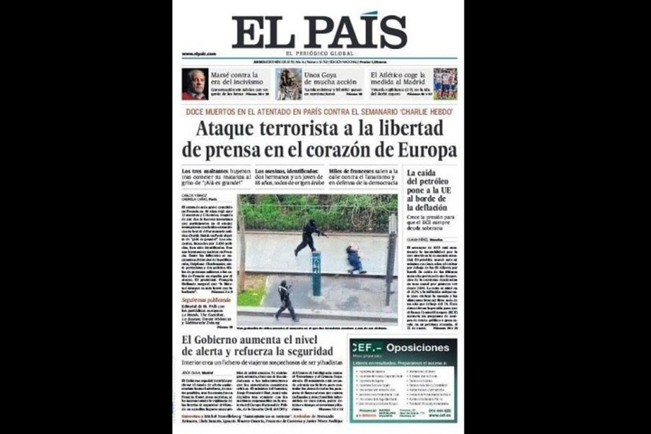 primeira página, jornal, massacre, paris, charlie hebdo