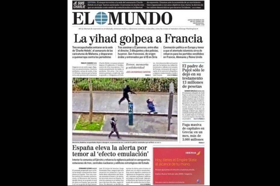 primeira página, jornal, massacre, paris, charlie hebdo