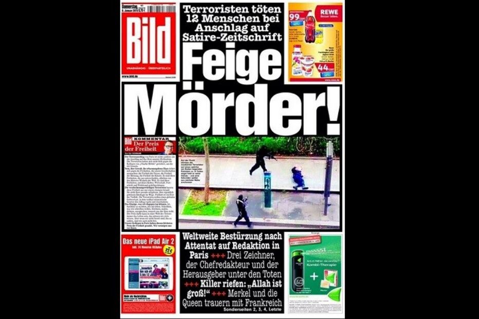 primeira página, jornal, massacre, paris, charlie hebdo