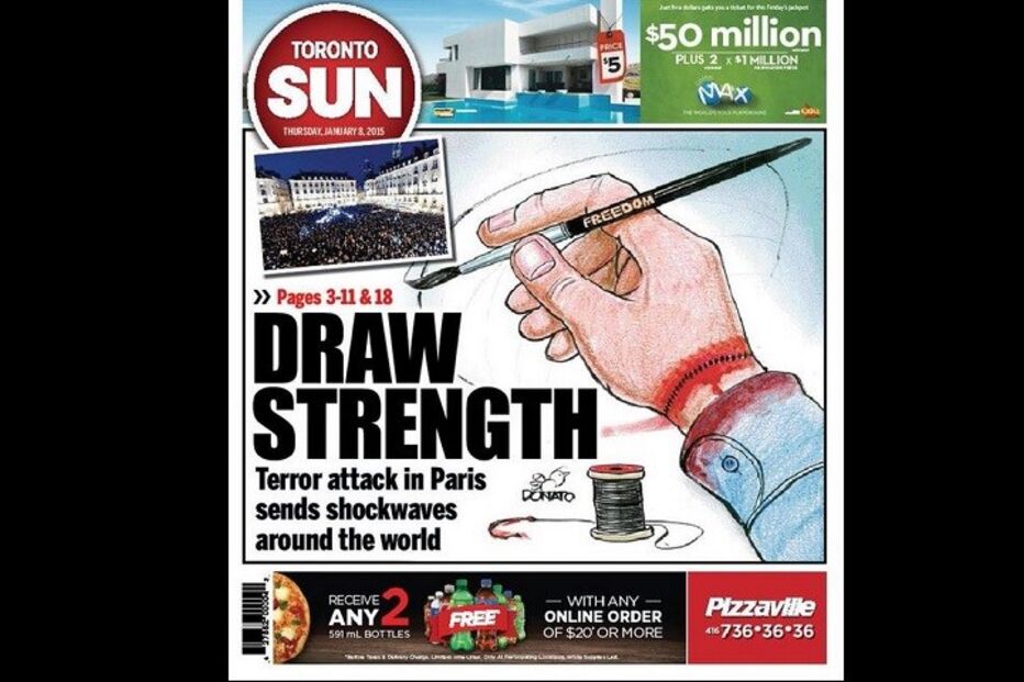 primeira página, jornal, massacre, paris, charlie hebdo