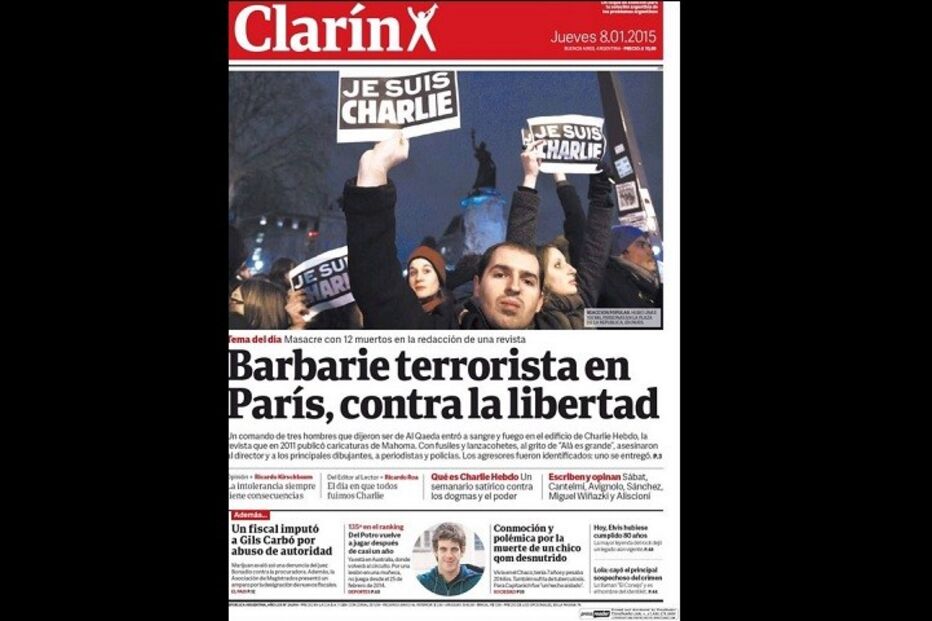 primeira página, jornal, massacre, paris, charlie hebdo