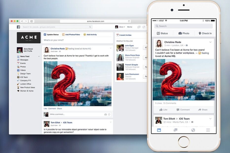 Facebook, at, work, trabalho, rede, social