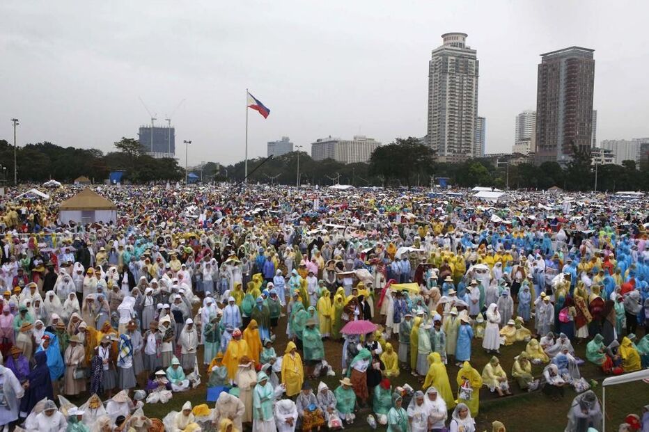 Manila, filipinas, milhões, pessoas, missa
