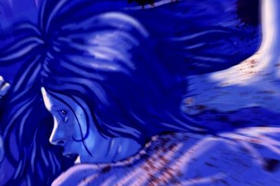 Ilustração, morta, facadas