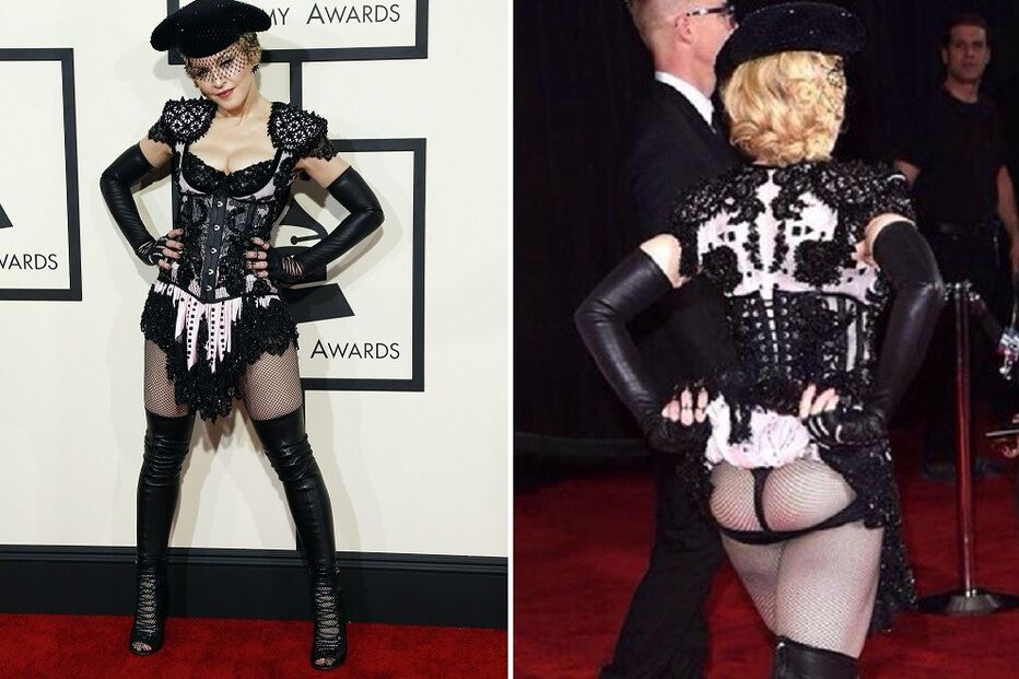 Madonna, passadeira vermelha, rabo, Grammy