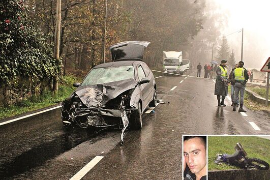 Jovem motociclista projetado para a morte