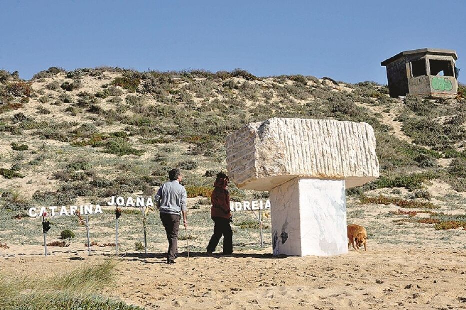 meco, praia, escultura