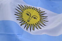 Argentina, bandeira, mãos
