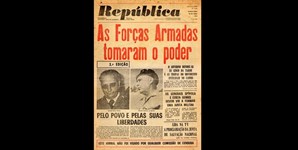 Capa do jornal 'República' (3ª edição) do dia 25 de abril de 1974