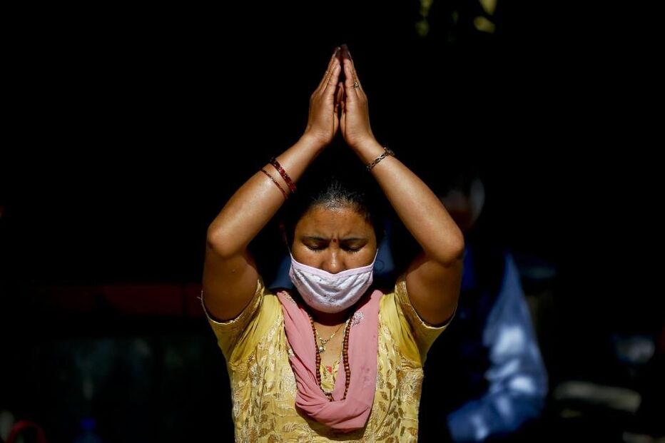 budista, nepalesa, reza, mortos,