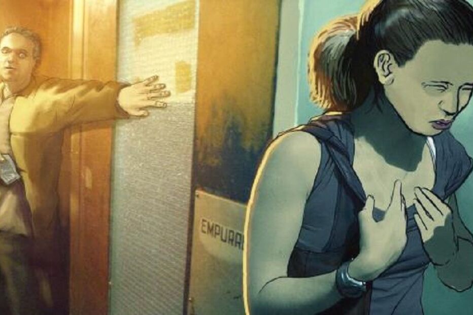 elevador, homem, mulher, homicida, 