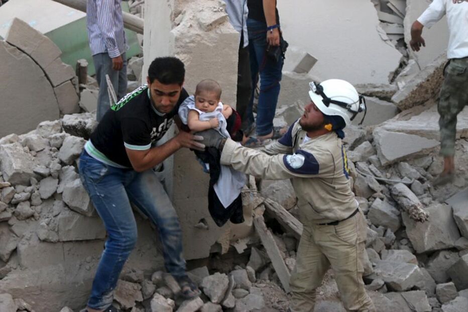 bombardeamento, síria, homem, criança, 