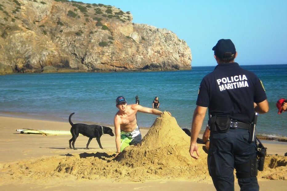 polícia marítima, cão, praia,