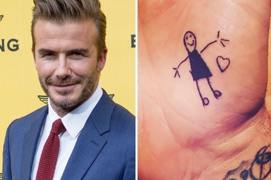 david beckham, tatua, desenho da filha, harper, filha, desenho, mão, tatuagem
