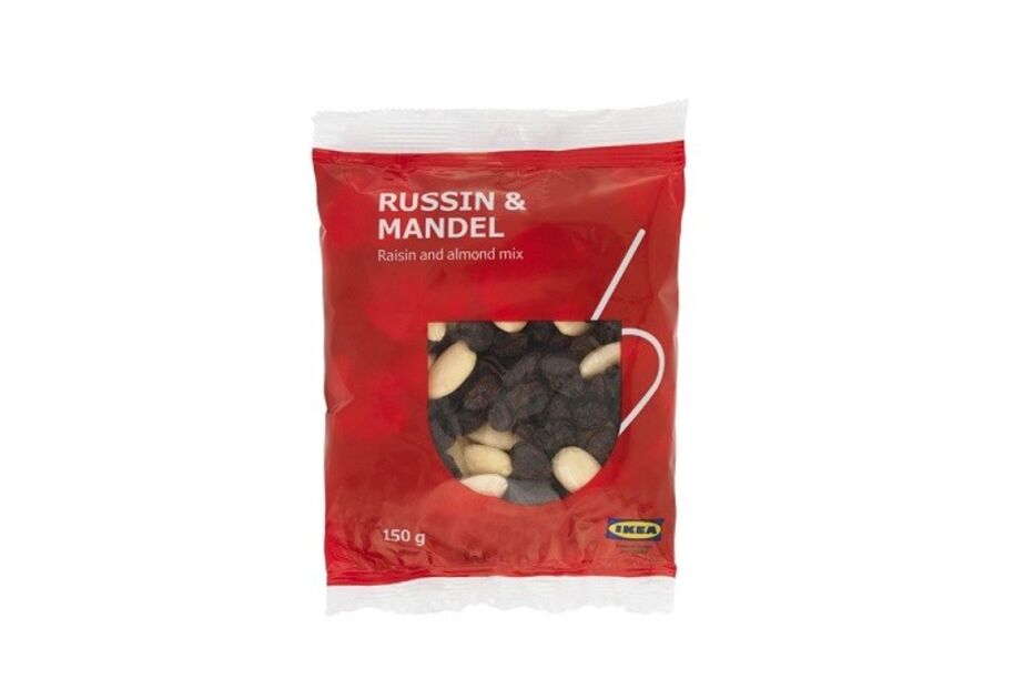 Ikea, cajus, nozes, avelãs, passas, amêndoas, Russin & Mandel