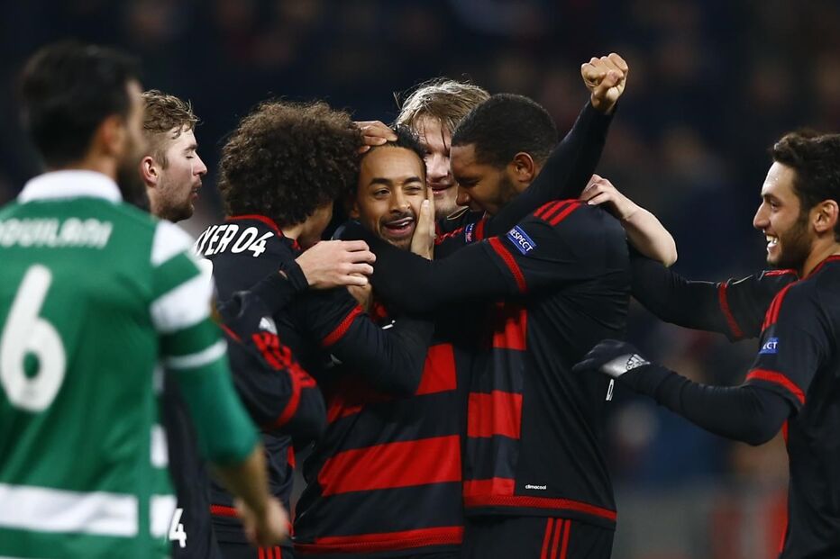 Sporting, Rui Patrício, João Pereira, Naldo, Ewerton, Jefferson, João Mário, William Carvalho, Aquilani, Bruno César, Carlos Mané, Téo Gutierrez, Bayer Leverkusen, futebol, Liga Europa